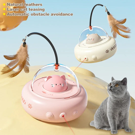 Smart Teaser Cat Toy Electric UFO Cat Teaser Stick With Bell