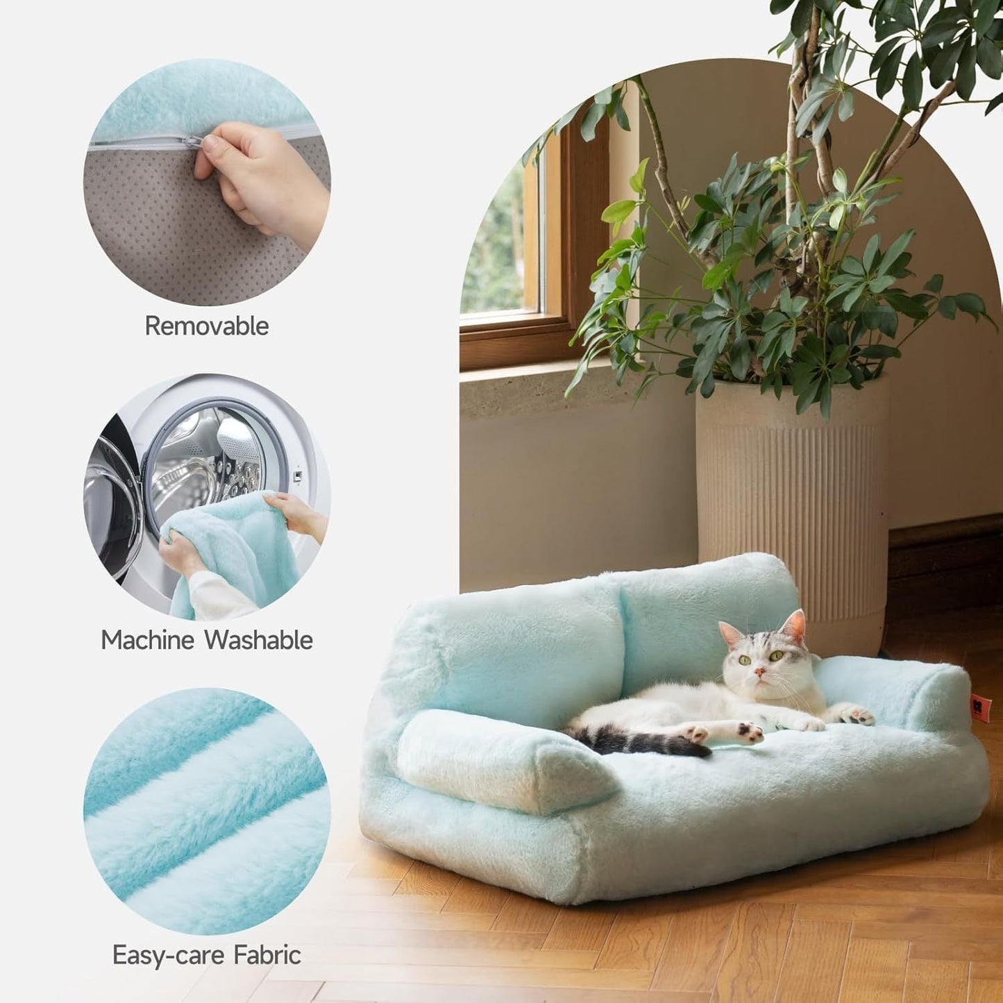 MEWOOFUN Plush Cat Bed  - Washable