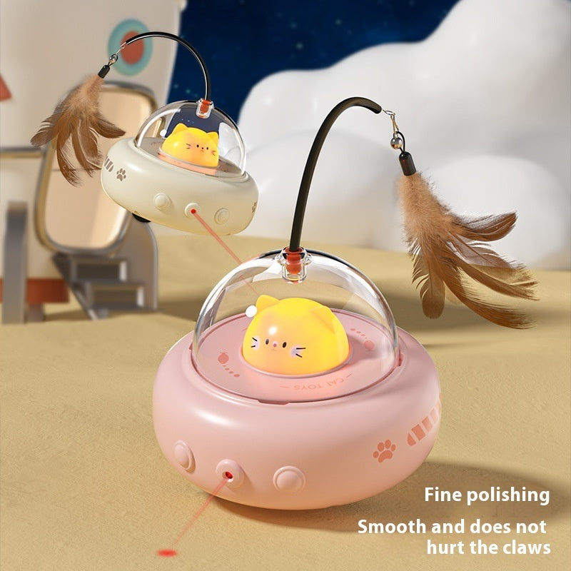 Smart Teaser Cat Toy Electric UFO Cat Teaser Stick With Bell