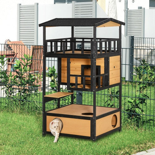 Wooden Outdoor Cat House