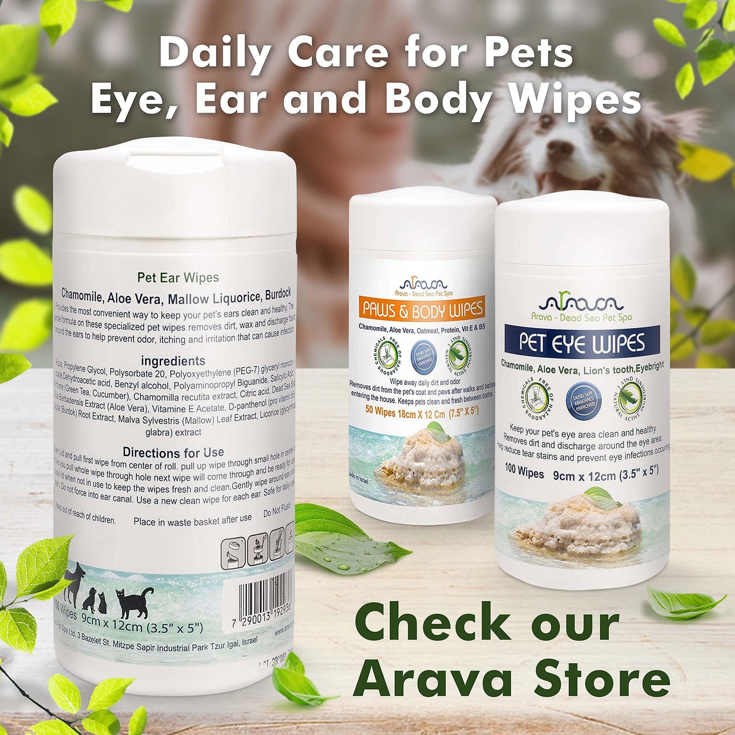 Pet Ear Cleaner Wipes by Arava