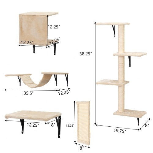 5 Pieces Of Wall-mounted Indoor Cat Tree Furniture