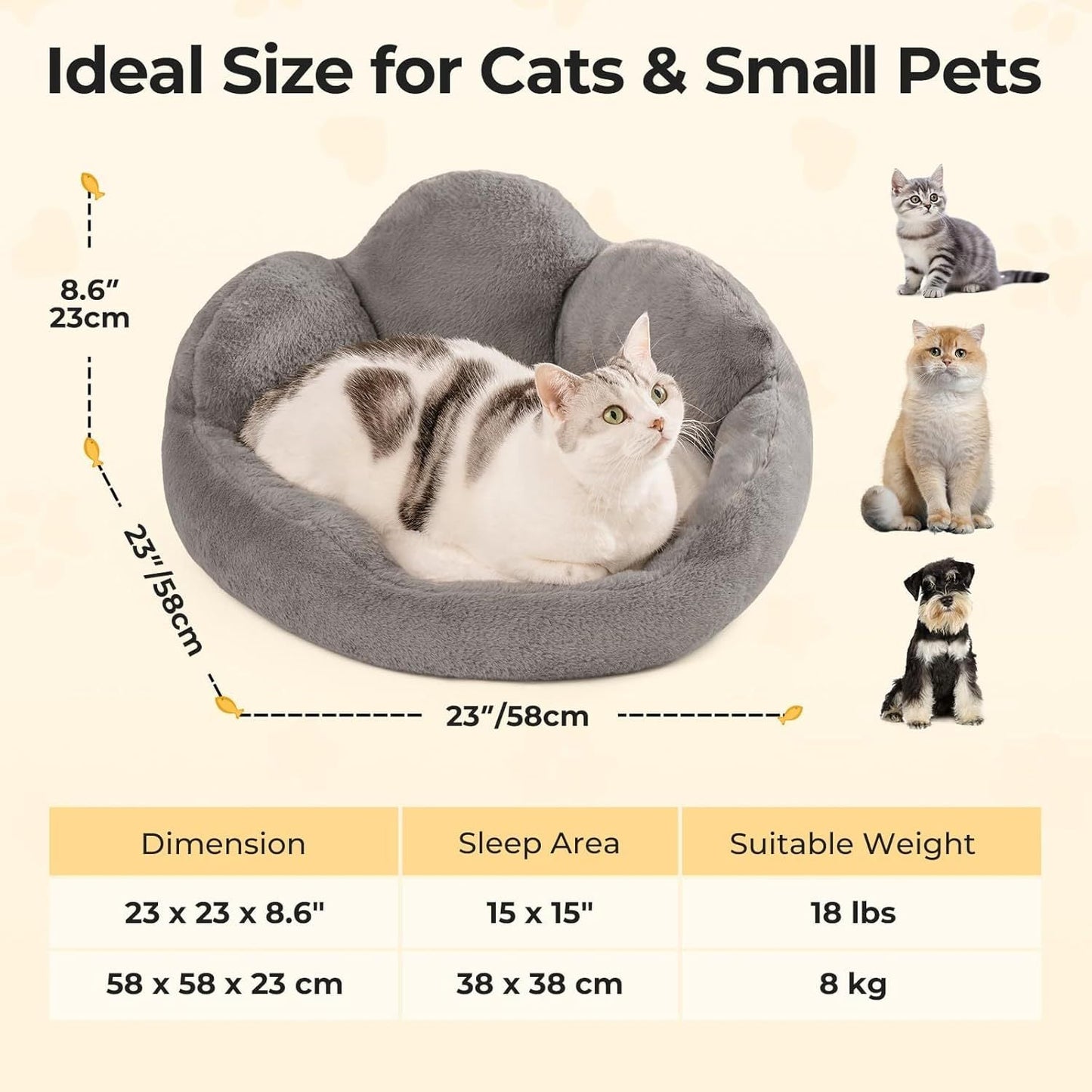 MEWOOFUN Cat Bed, Washable Cat Couch
