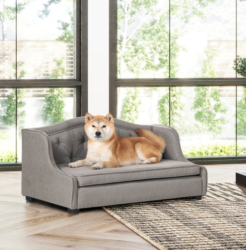 Robin 35 Tufted Wingback Pet Sofa Bed, Medium, Uptown Gray Stain