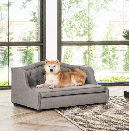 Robin 35 Tufted Wingback Pet Sofa Bed, Medium, Uptown Gray Stain