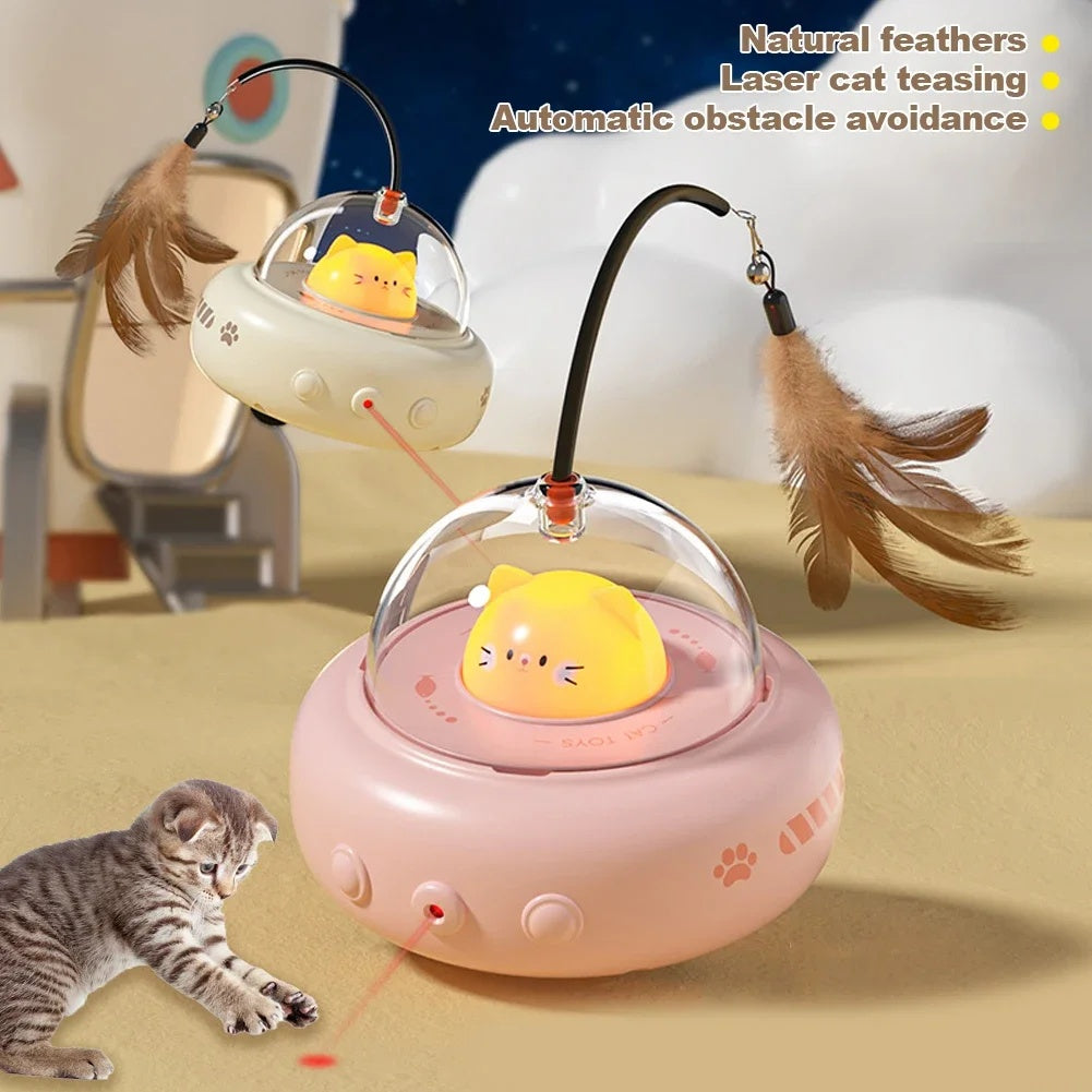 Smart Teaser Cat Toy Electric UFO Cat Teaser Stick With Bell
