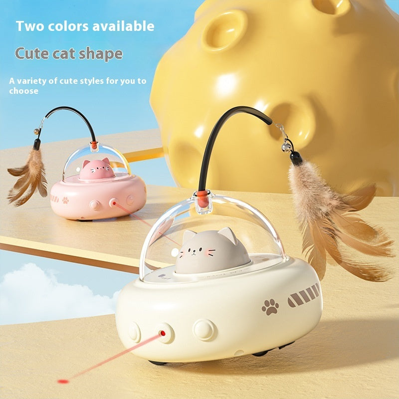 Smart Teaser Cat Toy Electric UFO Cat Teaser Stick With Bell
