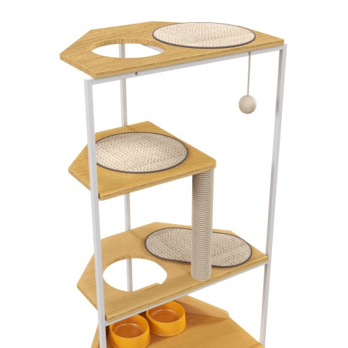 Cat Apartment With Feeding Station And Climbing Platform, Pet
