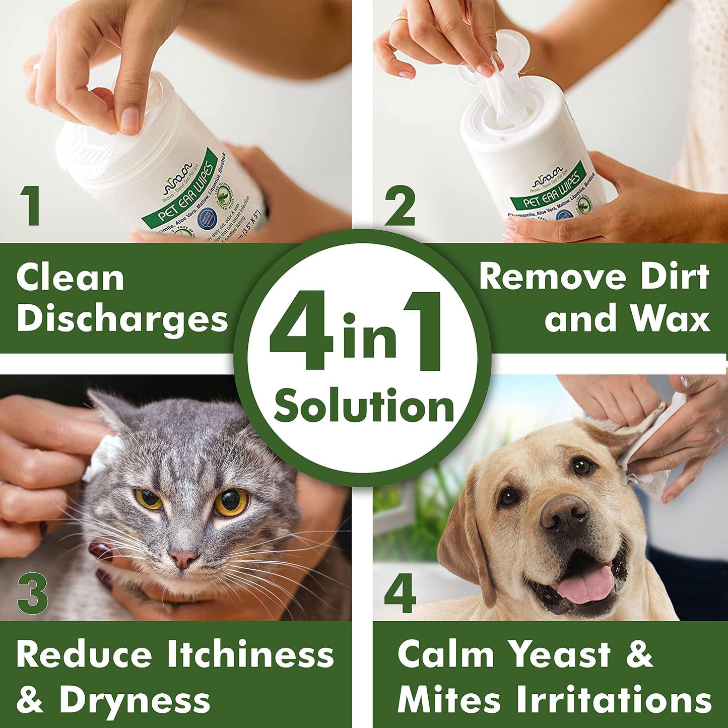 Pet Ear Cleaner Wipes by Arava