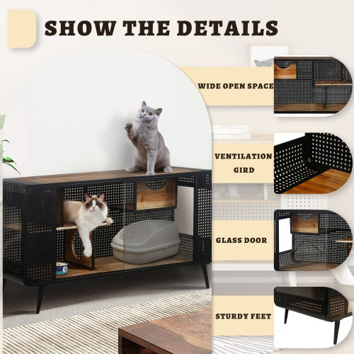 Spacious Cat Houses With Tempered Glass