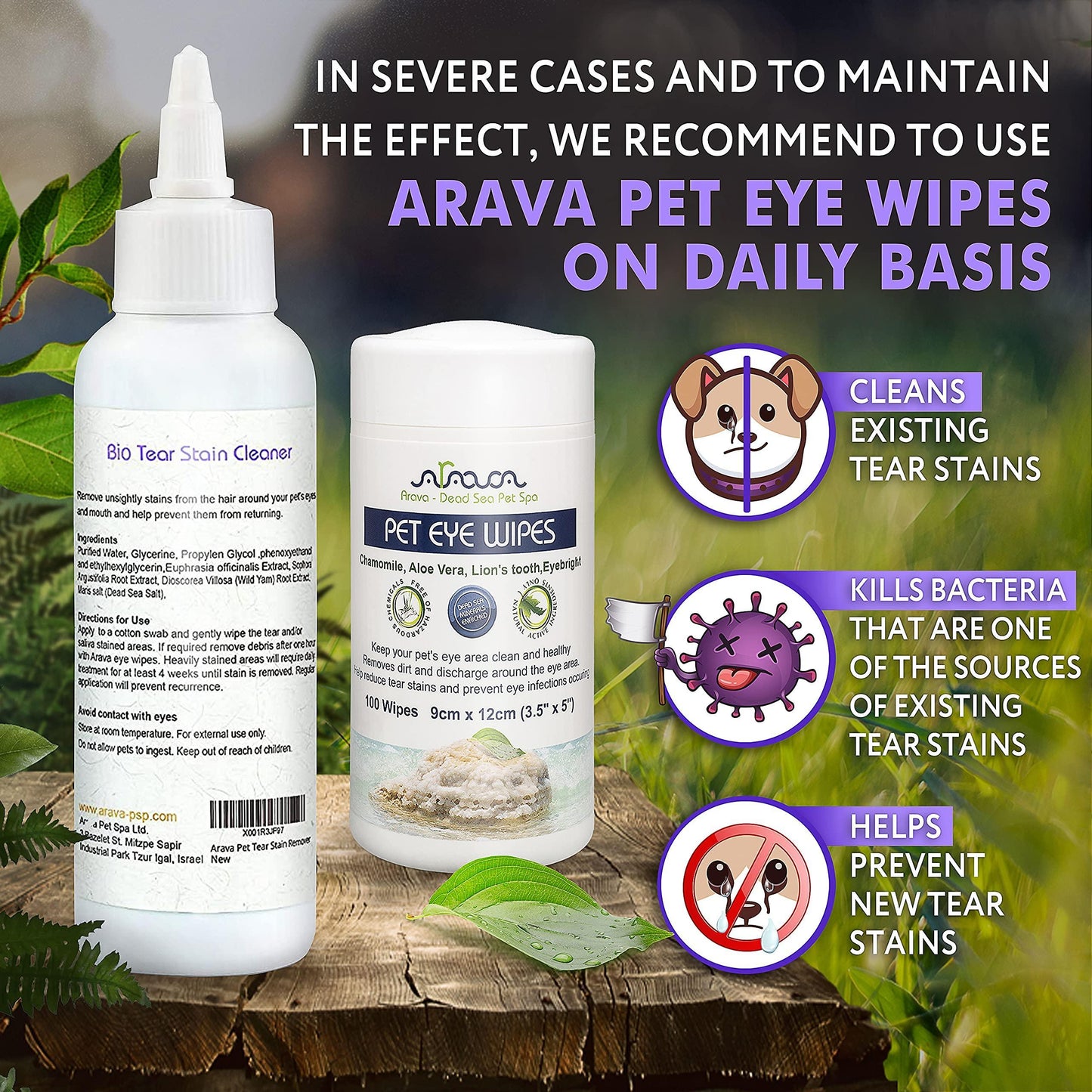Arava   Tear Stain Remover   Eye Stain Cleaner for Dogs & Cats