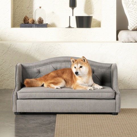 Robin 35 Tufted Wingback Pet Sofa Bed, Medium, Uptown Gray Stain