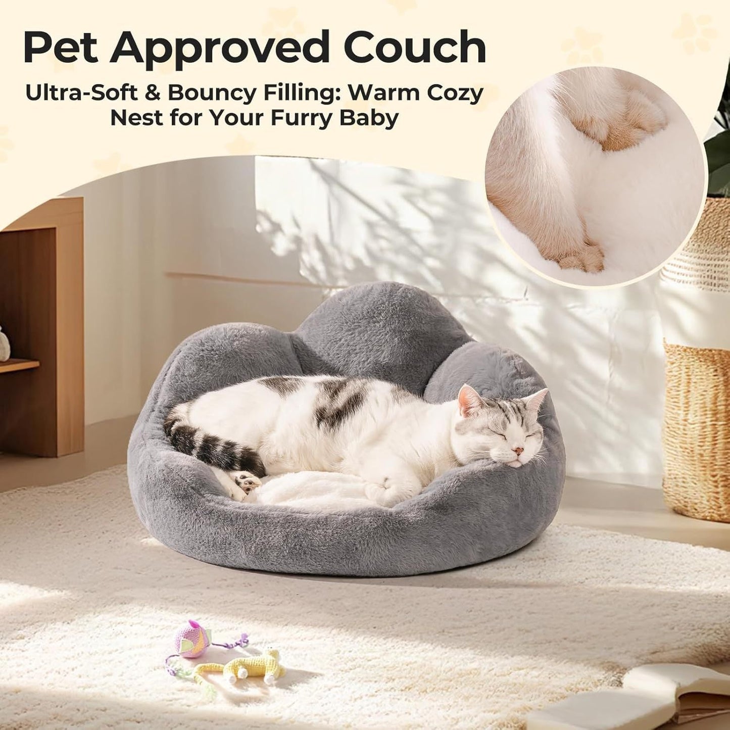 MEWOOFUN Cat Bed, Washable Cat Couch